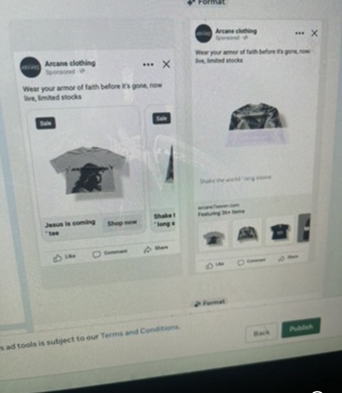 Arcane Clothing, Instagram and Facebook ads for a streetwear brand plus store analytics